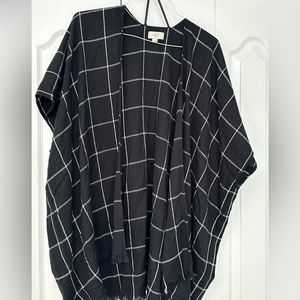 Loft Black poncho with pink and white stripes